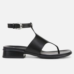 27 Edit Naturalizer “Beck” Black Leather Thong Ankle Strap Low Heel Sandal